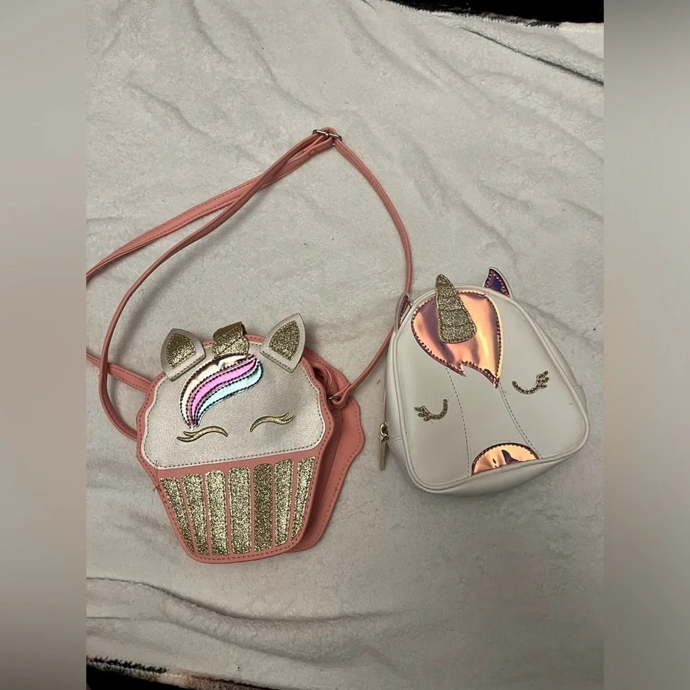 2 Pc Cat & Jack Bath Body Works Unicorn Style Crossbody Cupcake and Makeup Bag